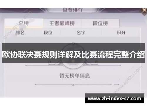 欧协联决赛规则详解及比赛流程完整介绍